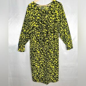 Yellow and Black‎ Leopard Print Tie Front Closure Dress Size XXL